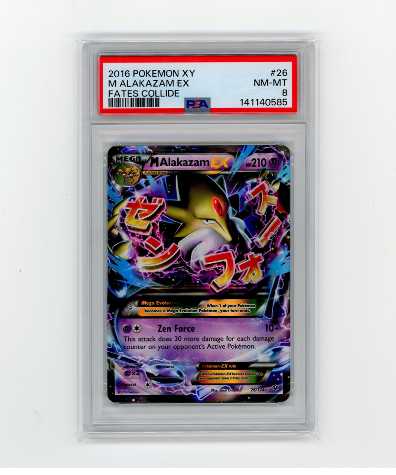 PSA 8 NM-MT  M Alakazam EX 26/124 XY Fates Collide Ultra Rare (2016)