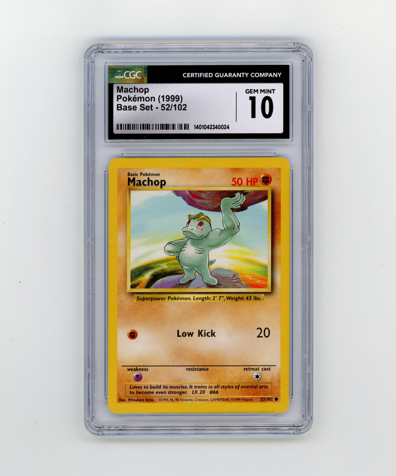 CGC 10 MINT Machop 52/102 Base Set Unlimited WOTC (1999)