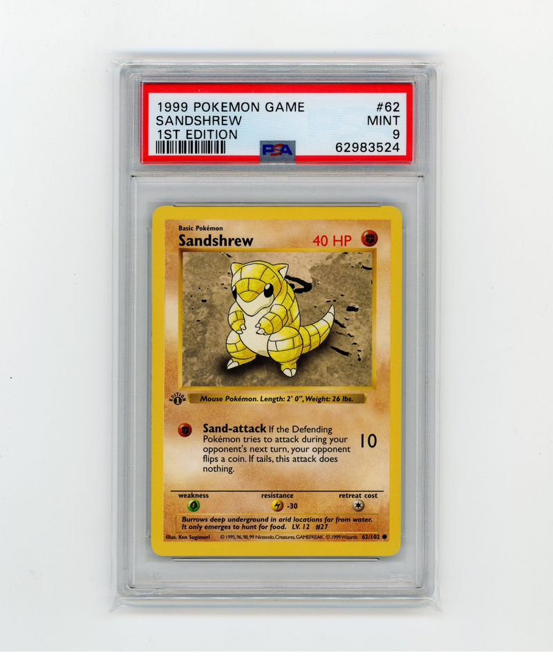 PSA 9 Mint | Pokémon TCG Sandshrew 62/102 1st Edition Base Set