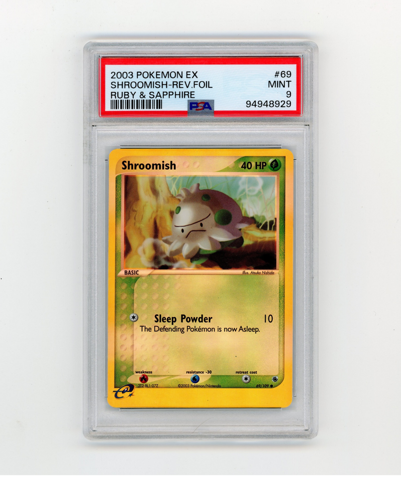 PSA 9 Mint Shroomish 69/109 EX Ruby & Sapphire Vintage Reverse Holofoil
