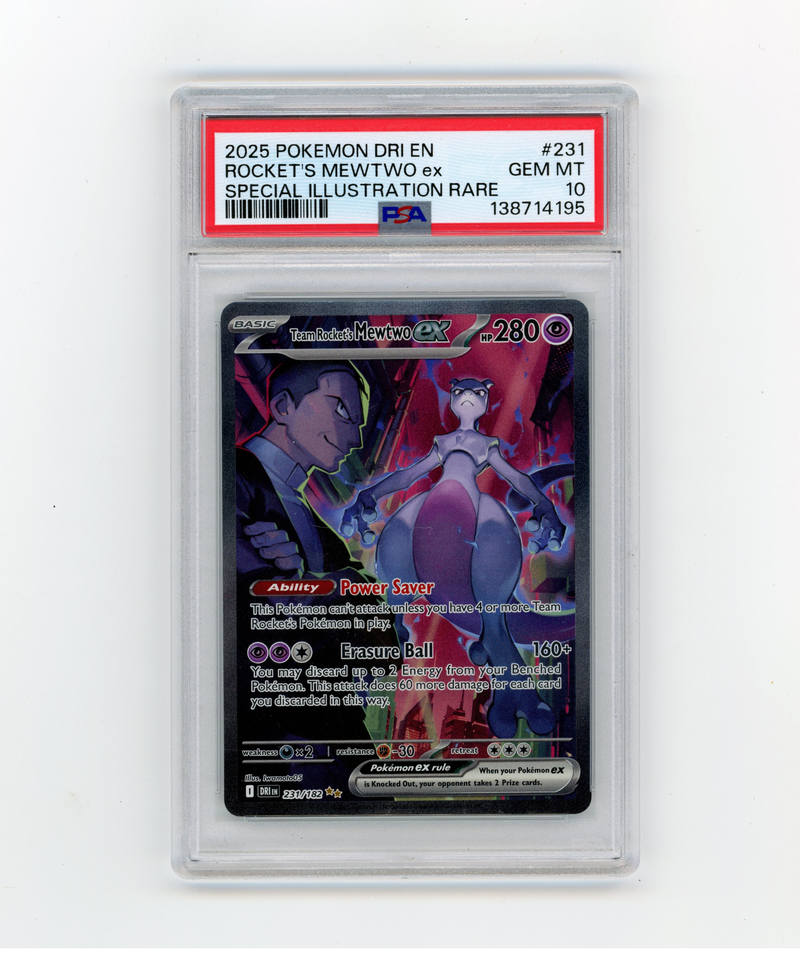 PSA 10 Team Rocket’s Mewtwo ex 231/182 Special Illustration Rare Destined Rivals