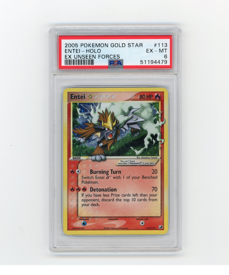 PSA 6 Entei Gold Star 113/115 – EX Unseen Forces