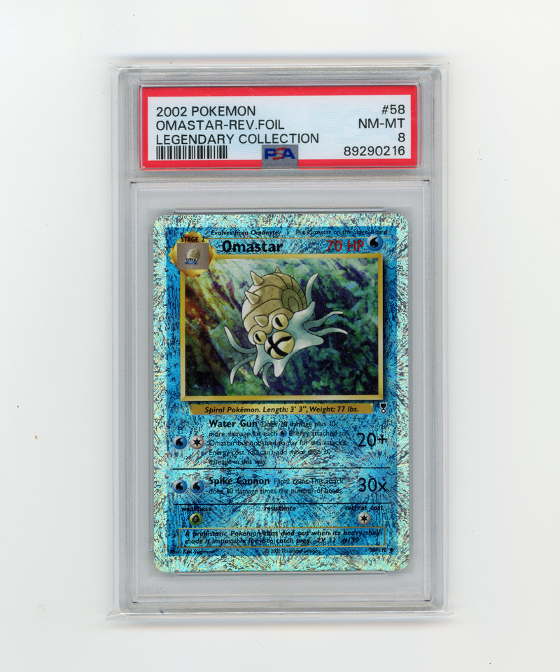 PSA 8 Omastar Reverse Holo Foil Legendary Collection