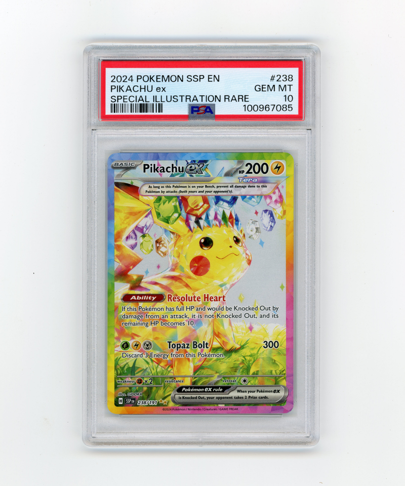 PSA 10 GEM MINT Pikachu ex 238/191 Surging Sparks Special Illustration Rare