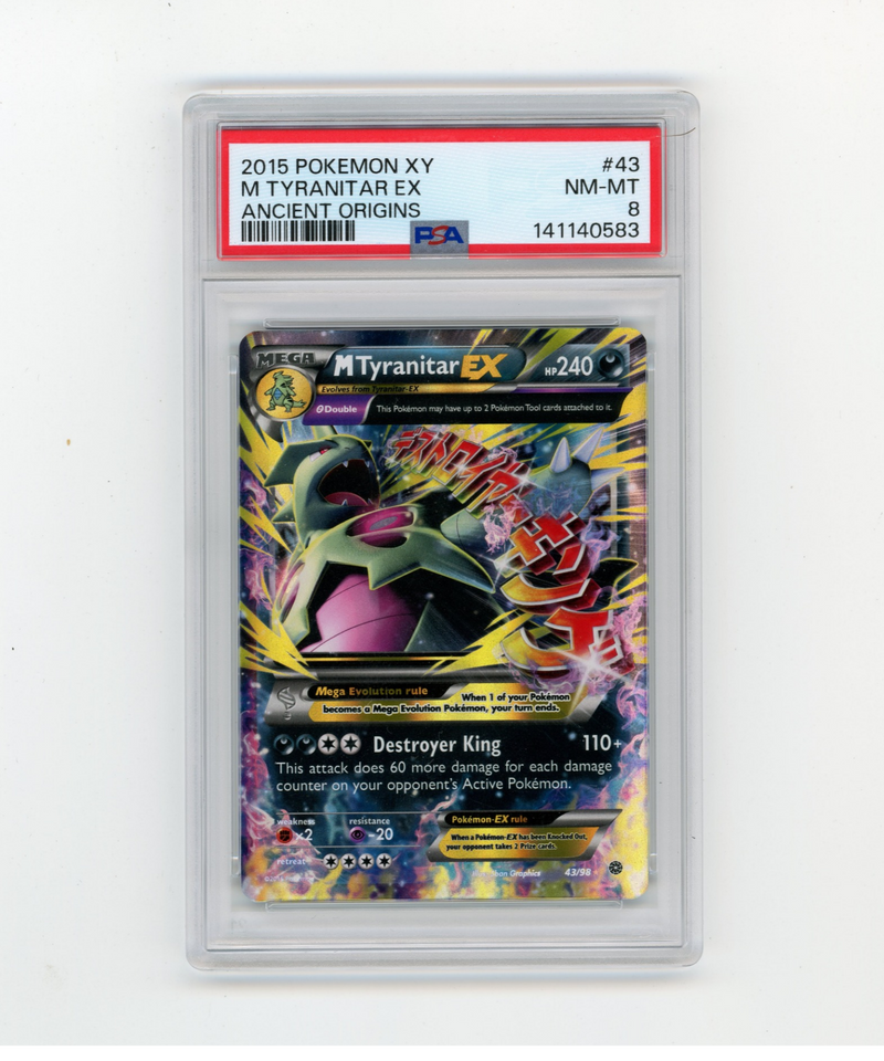 PSA 8 Tyranitar 43/98 Ancient Origins Pokemon Card Holo Rare