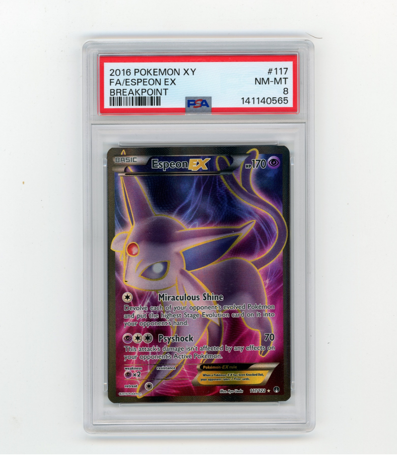 PSA 8 Espeon EX 117/122 Full Art XY Breakpoint Pokemon Card Ultra Rare
