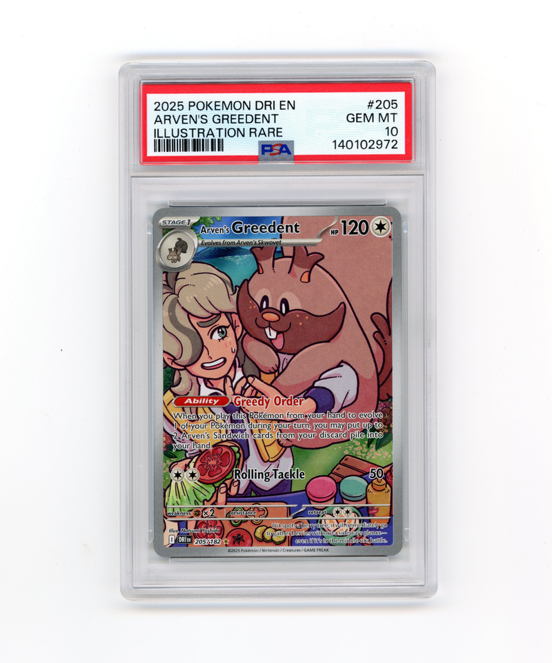 PSA 10 Gem Mint Arven’s Greedent 205/192 Destined Rivals