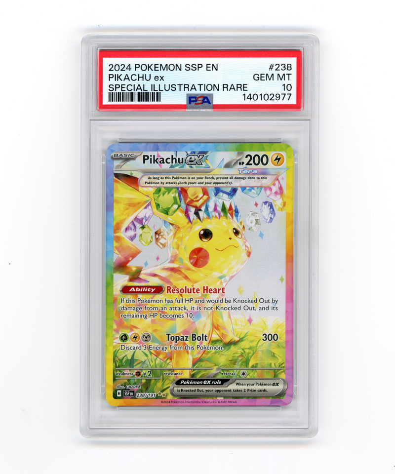 PSA 10 GEM MINT Pikachu ex 238/191 Surging Sparks Special Illustration Rare
