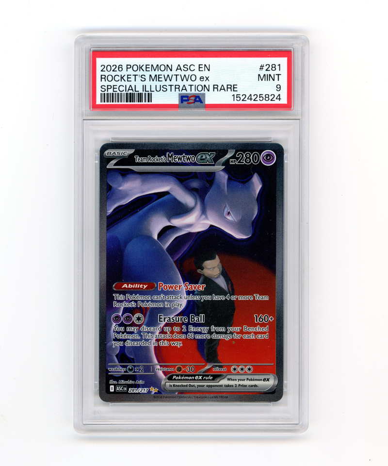 Psa 9 Team Rocket’s Mewtwo ex 281/217 from Ascended Heroes