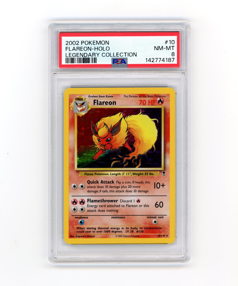 PSA 8 Near Mint-Mint Flareon Holo | 2002 Pokémon Legendary Collection 10/110