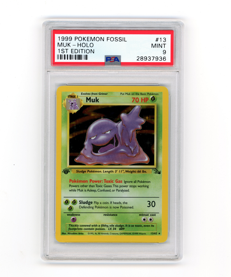 PSA 9 1st Edition Muk Holo 13/62 Fossil