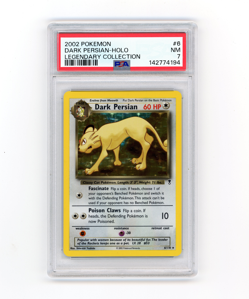PSA 7 Near Mint Dark Persian Holo  2002 Pokémon Legendary Collection #7/110