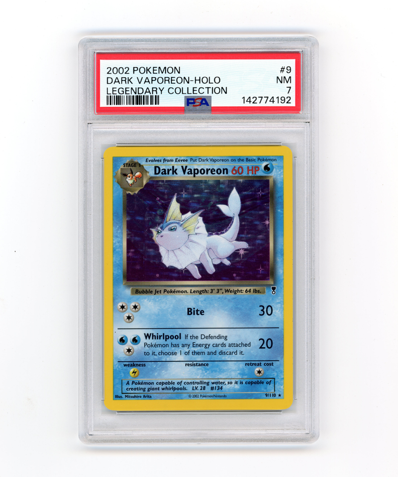 PSA 7 Near Mint Dark Vaporeon Holo 2002 Pokémon Legendary Collection 9/110