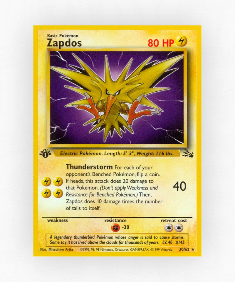 Zapdos - Fossil 30/62 (1st Edition Non-Holo)