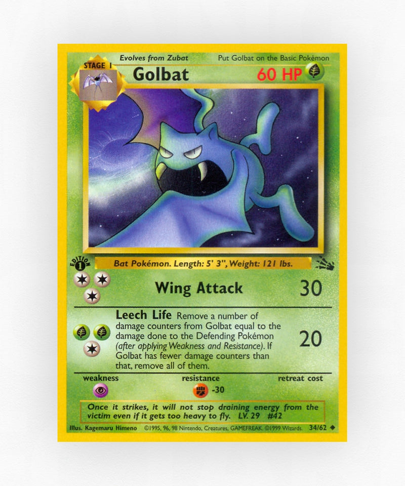 Golbat - Fossil 34/62 (1st Edition Non-Holo)