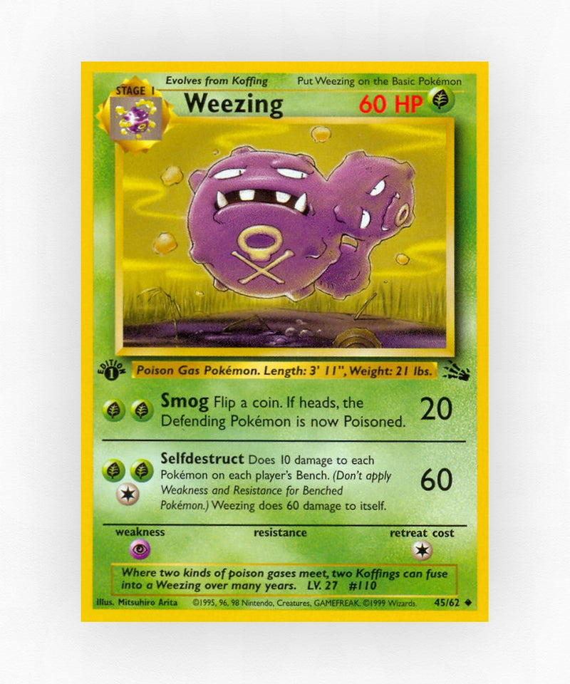 Weezing - Fossil 45/62 (1st Edition Non-Holo)