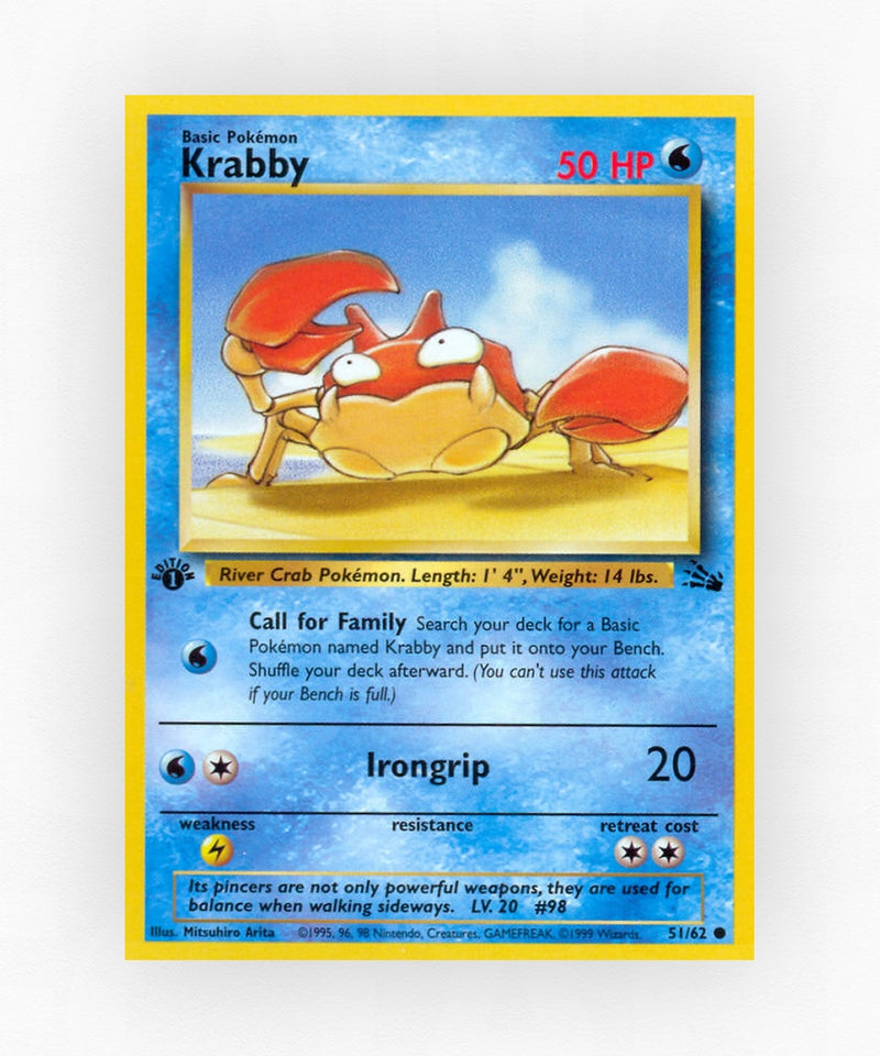 Krabby - Fossil 51/62 (1st Edition Non-Holo)