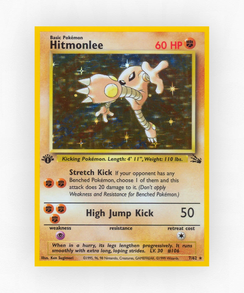 Hitmonlee - Fossil 7/62 (Unlimited Holo)