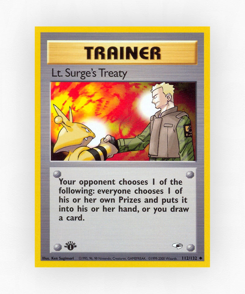Lt. Surge's Treaty - Gym Heroes 112/132 (1st Edition Non-Holo)