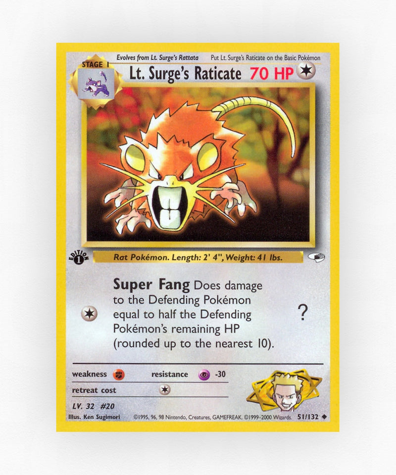 Lt. Surge's Raticate - Gym Heroes 51/132 (1st Edition Non-Holo)