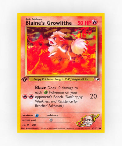 Blaine's Growlithe - Gym Heroes 62/132 (1st Edition Non-Holo)