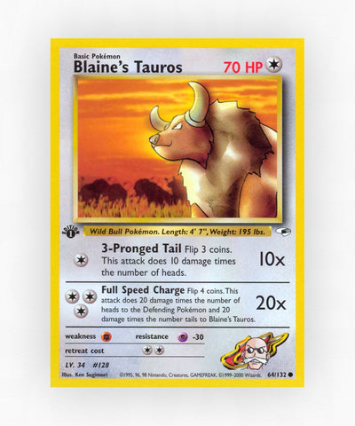 Blaine's Tauros - Gym Heroes 64/132 (1st Edition Non-Holo)