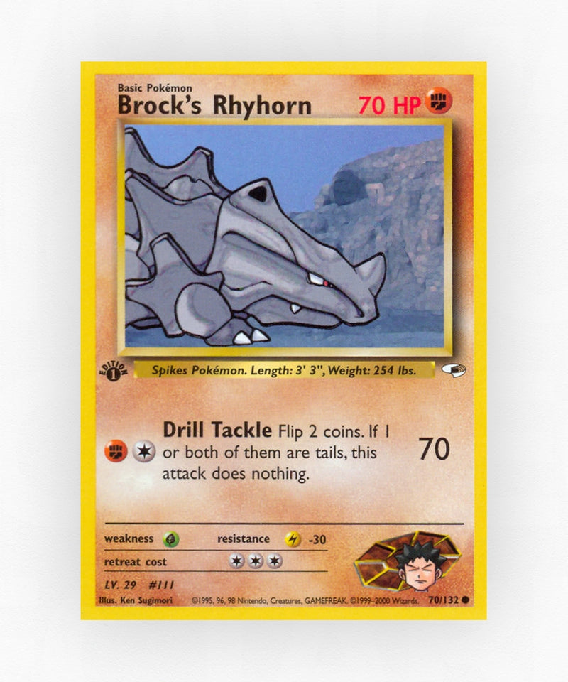 Brock's Rhyhorn - Gym Heroes 70/132 (1st Edition Non-Holo)