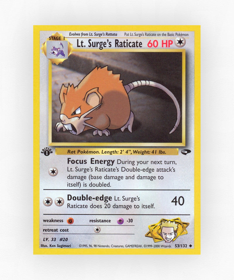 Lt. Surge's Raticate - Gym Challenge 53/132 (1st Edition Non-Holo)