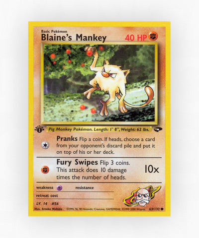 Blaine's Mankey - Gym Challenge 63/132 (1st Edition Non-Holo)