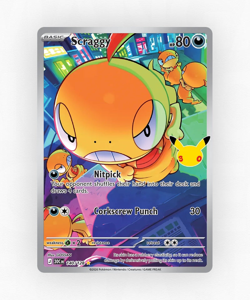 Scraggy - 30th Celebration 140/128 (Holo)