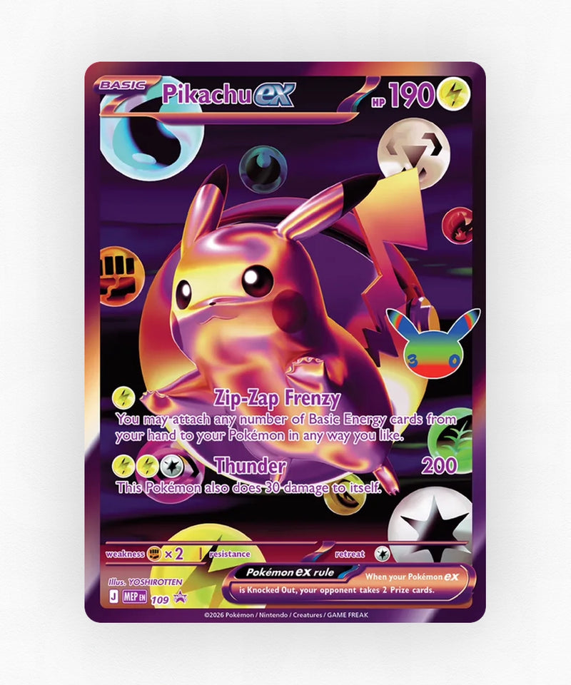 Pikachu ex - Mega Evolution Black Star Promos 109 (Anniversary Stamp)