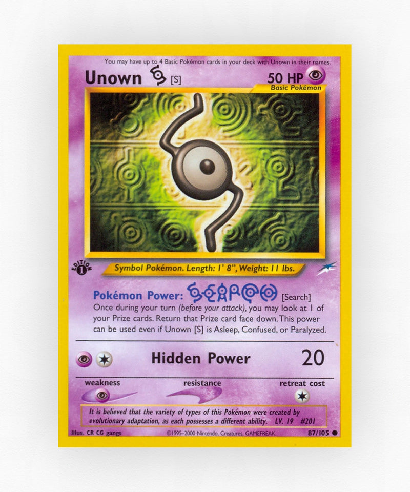 Unown [S] - Neo Destiny 87/105 (1st Edition Non-Holo)